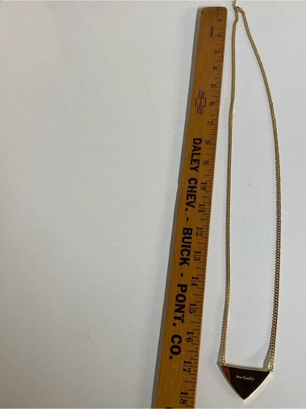 Vera Bradley Gold-Tone 3D Triangle Necklace with Turquoise Stone 17” one side